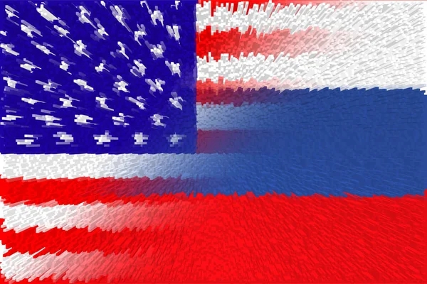 United States of America (USA) and Russia. USA flag and Russia flag. Concept of war of countries, political and economic relations. Horizontal design. Abstract design. Illustration.