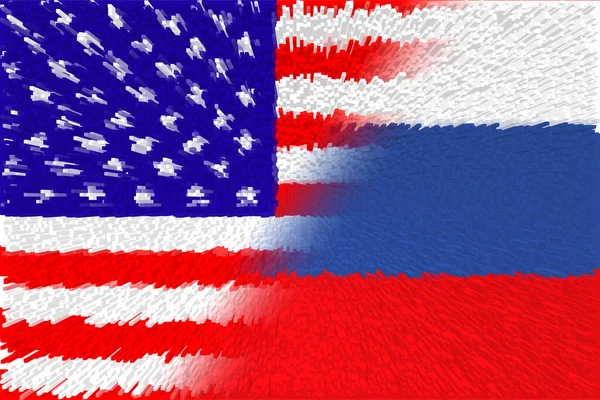 United States of America (USA) and Russia. USA flag and Russia flag. Concept of war of countries, political and economic relations. Horizontal design. Abstract design. Illustration.