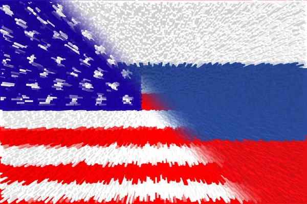 United States of America (USA) and Russia. USA flag and Russia flag. Concept of war of countries, political and economic relations. Horizontal design. Abstract design. Illustration.