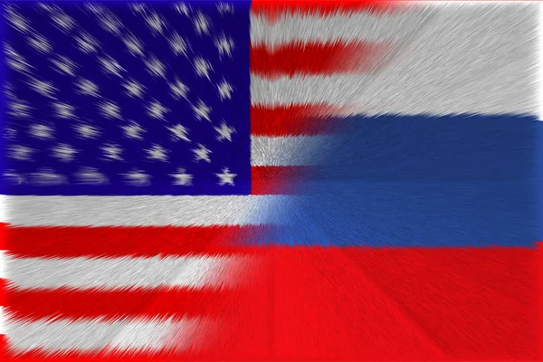 United States of America (USA) and Russia. USA flag and Russia flag. Concept of war of countries, political and economic relations. Horizontal design. Abstract design. Illustration.