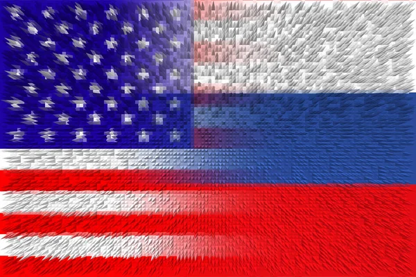 アメリカ アメリカ とロシア アメリカ国旗とロシア国旗 国の戦争 政治的 経済的関係の概念 水平デザイン 抽象的なデザイン イラスト — ストック写真