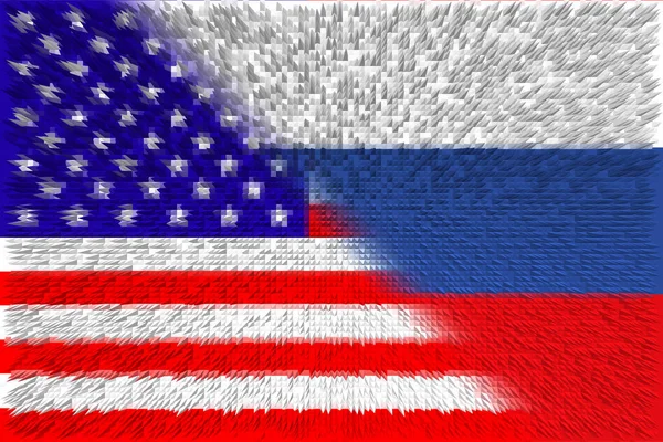 United States of America (USA) and Russia. USA flag and Russia flag. Concept of war of countries, political and economic relations. Horizontal design. Abstract design. Illustration.