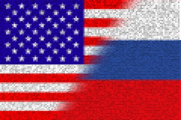 アメリカ アメリカ とロシア アメリカ国旗とロシア国旗 国の戦争 政治的 経済的関係の概念 水平デザイン 抽象的なデザイン イラスト — ストック写真