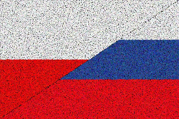 폴란드 러시아 폴란드 국기와 러시아 원조의 국가들의 정치적 경제적 디자인 — 스톡 사진