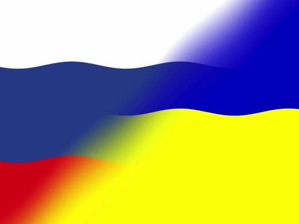 Ukraine Russia Waving Flag Russia Ukraine Illustration Flag Russia Ukrainian — Stock Video
