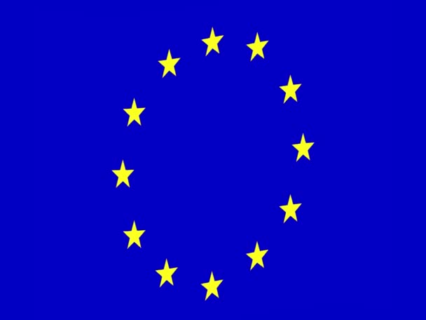 Ευρωπαϊκή Ένωση Κυματιστή Σημαία Της Ευρωπαϊκής Ένωσης Εικόνα Της Σημαίας — Αρχείο Βίντεο