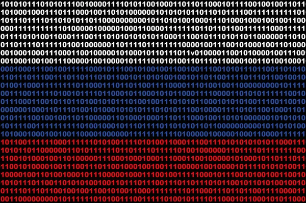 Hacker Rusya Dijital Rus Bayrağı Numaralı Siber Güvenlik Sistemi Bilgisayar — Stok fotoğraf