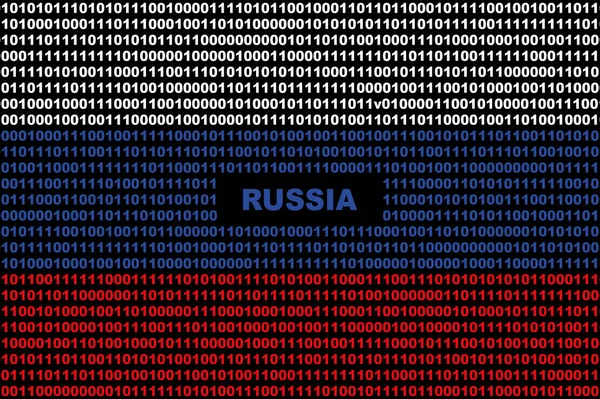 Hacker Rússia Bandeira Digital Russa Conceito Cibersegurança Fundo Binário Com — Fotografia de Stock