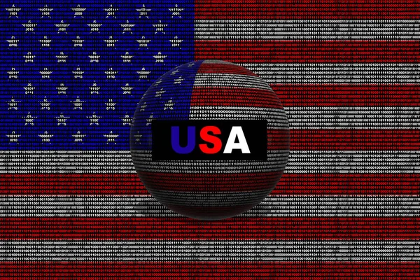 Hacker United States Usa Ball Digital Usa Flag Binary Background — Stock Photo, Image