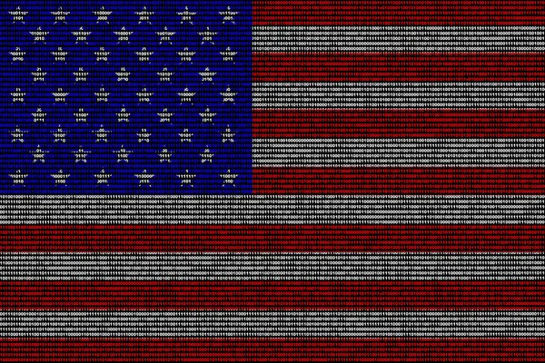 Hacker Verenigde Staten Usa Digitale Vlag Een Binaire Achtergrond Cybersecurity — Stockfoto