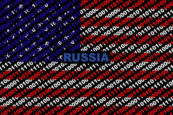 Hacker United States Usa 数字美国国旗和二进制背景网络安全概念与0和1 电脑黑客美国 来自二进制代码的Tricolor背景 网络威胁 — 图库照片