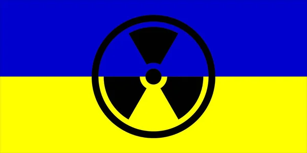 ウクライナだ 核兵器だ 化学兵器記号を持つウクライナの旗 ウクライナの国旗のイラスト 水平デザイン 抽象的なデザイン イラスト — ストック写真