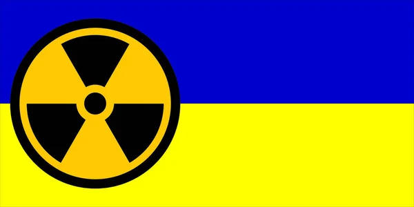 Ukraine. Nuclear weapons. Ukrainian flag with chemical weapons symbol. Illustration of the flag of Ukraine. Horizontal design. Abstract design. Illustration. Map.