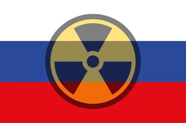 Russia. Nuclear weapons. Russia flag with chemical weapons symbol. Illustration of the flag of Russia. Horizontal design. Abstract design. Illustration. Map.