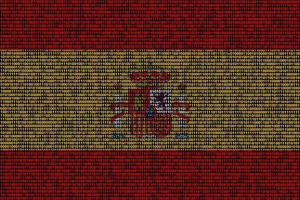 Hacker Spanien Digitale Flagge Spaniens Und Ein Binärer Hintergrund Cybersicherheitskonzept — Stockfoto