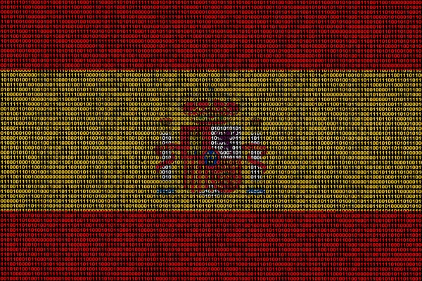 Hacker Spain Digital Flag Spain Binary Background Cybersecurity Concept Computer — Stock Photo, Image