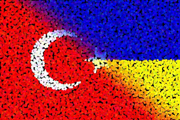 トルコとウクライナ トルコの国旗とウクライナの国旗 国の協会 政治的 経済的関係の概念 水平デザイン 抽象的なデザイン イラスト — ストック写真