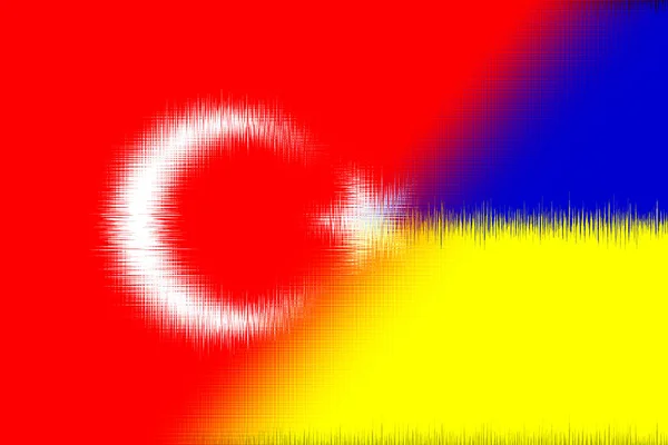 土耳其和乌克兰 土耳其国旗和乌克兰国旗 国家联盟 政治和经济关系的概念 横向设计 摘要设计 说明1 — 图库照片