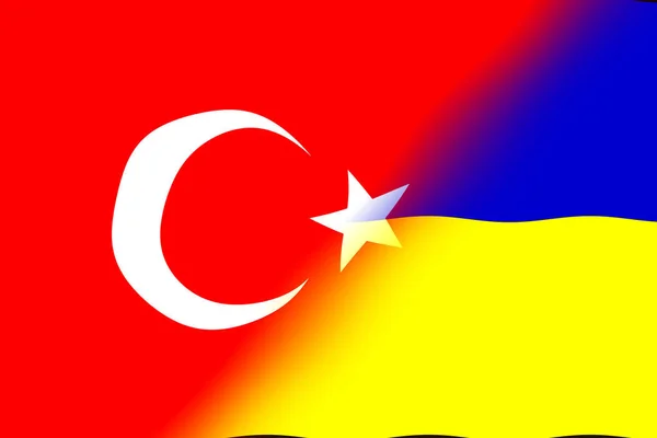 土耳其和乌克兰 土耳其国旗和乌克兰国旗 国家联盟 政治和经济关系的概念 横向设计 摘要设计 说明1 — 图库照片