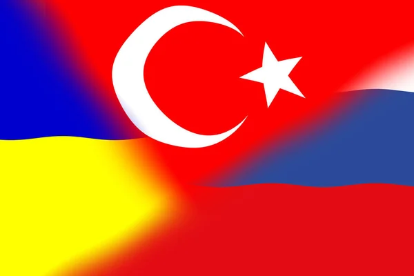 Ucrania Rusia Turquía Bandera Turquía Rusia Ucrania Concepto Negociación Asociación — Foto de Stock