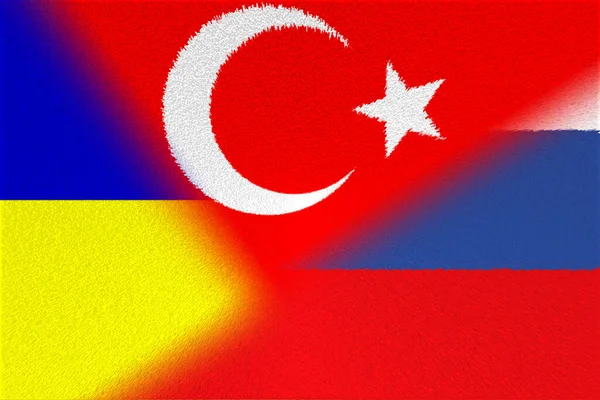 Ucraina Russia Turchia Turchia Russia Ucraina Bandiera Concetto Negoziato Associazione — Foto Stock