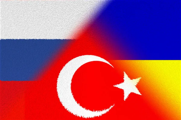 Ukraina Rusia Dan Turki Bendera Turki Rusia Dan Ukraina Konsep — Stok Foto