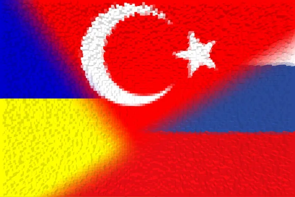 Ucrania Rusia Turquía Bandera Turquía Rusia Ucrania Concepto Negociación Asociación — Foto de Stock