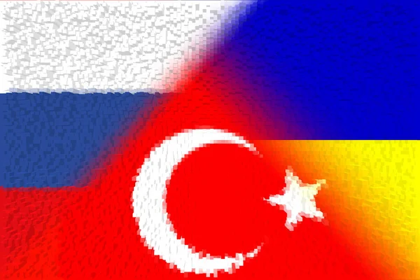 Ukrayna Rusya Türkiye Türkiye Rusya Ukrayna Bayrağı Müzakere Kavramı Ülkeler — Stok fotoğraf