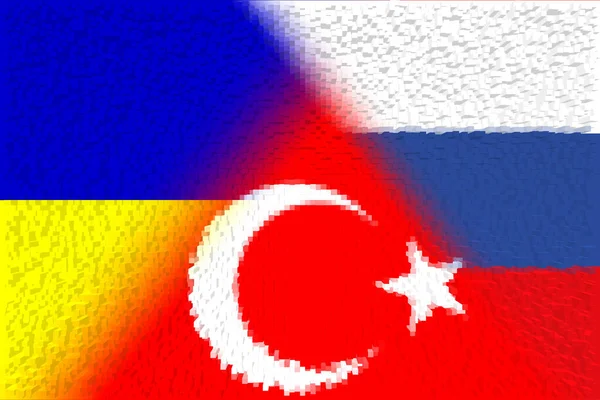 Ucrania Rusia Turquía Bandera Turquía Rusia Ucrania Concepto Negociación Asociación — Foto de Stock