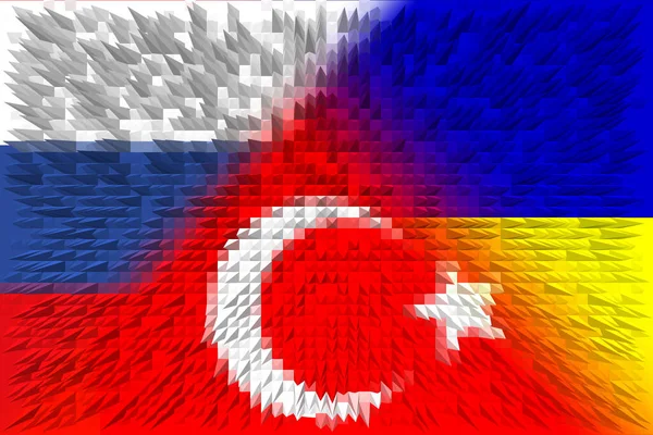 Ucrania Rusia Turquía Bandera Turquía Rusia Ucrania Concepto Negociación Asociación — Foto de Stock