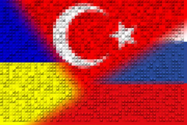 Ucraina Rusia Turcia Drapelul Turciei Rusiei Ucrainei Conceptul Negocieri Asocierea — Fotografie, imagine de stoc