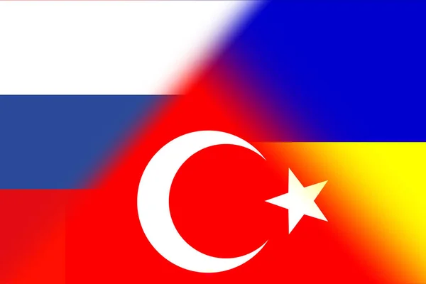 Україна Росія Туреччина Туреччина Росія Український Прапор Концепція Переговорів Асоціації — стокове фото