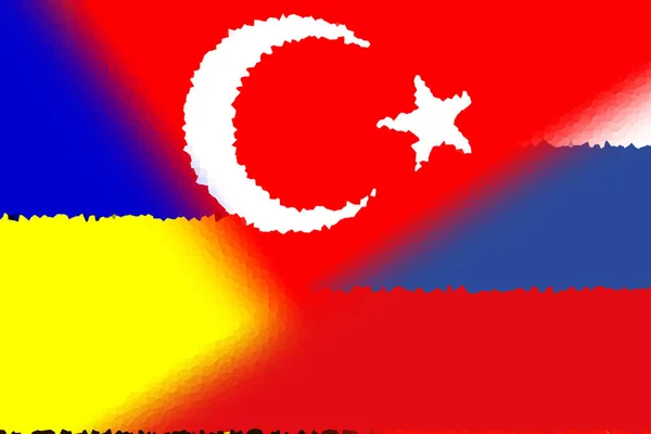 Ucrania Rusia Turquía Bandera Turquía Rusia Ucrania Concepto Negociación Asociación —  Fotos de Stock