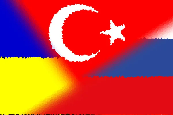 Ucrania Rusia Turquía Bandera Turquía Rusia Ucrania Concepto Negociación Asociación — Foto de Stock