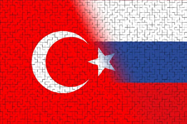 Turcia Rusia Drapelul Turciei Drapelul Rusiei Conceptul Negocieri Ajutor Asociere — Fotografie, imagine de stoc