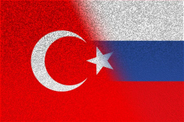 トルコとロシア トルコの国旗とロシアの国旗 国の協会 政治的 経済的関係の概念 水平デザイン 抽象的なデザイン 3Dイラスト — ストック写真