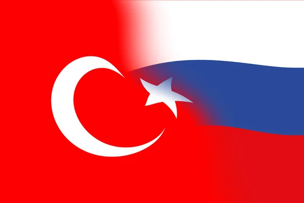 Turkey Russia Turkey Flag Russia Flag Concept Negotiations Help Association — Stock Photo, Image