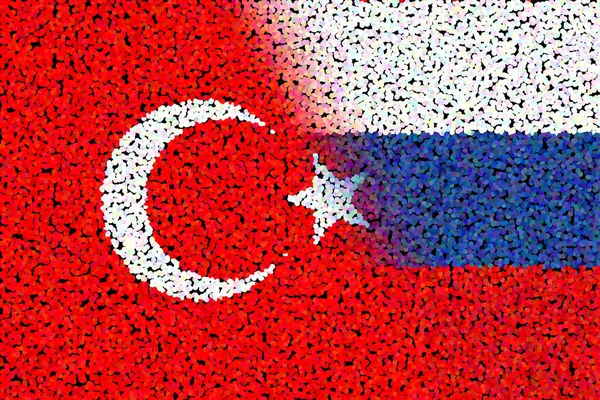 トルコとロシア トルコの国旗とロシアの国旗 国の協会 政治的 経済的関係の概念 水平デザイン 抽象的なデザイン 3Dイラスト — ストック写真