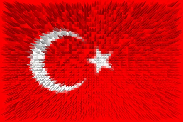 土耳其 土耳其国旗 升起西班牙的国旗 横向设计 摘要设计 3D插图 — 图库照片