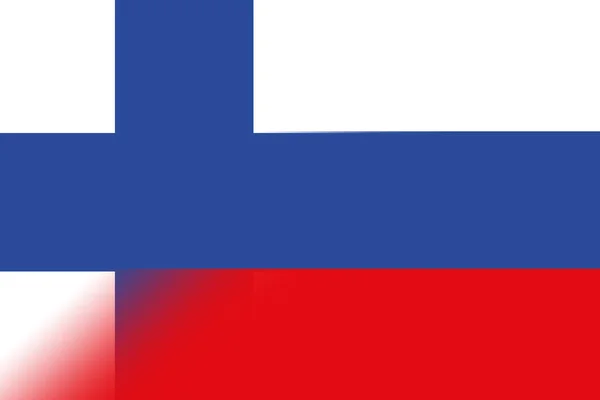 핀란드어는 핀란드어와 러시아어이다 핀란드 국기와 러시아 협상의 국가들의 정치적 경제적 — 스톡 사진
