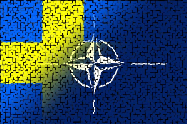 Нато Отан Швеция Флаг Нато Флаг Швеции Флаг Логотипом Нато — стоковое фото