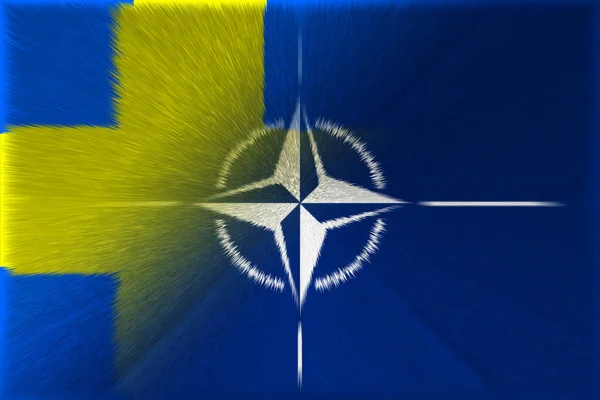 Нато Отан Швеция Флаг Нато Флаг Швеции Флаг Логотипом Нато — стоковое фото