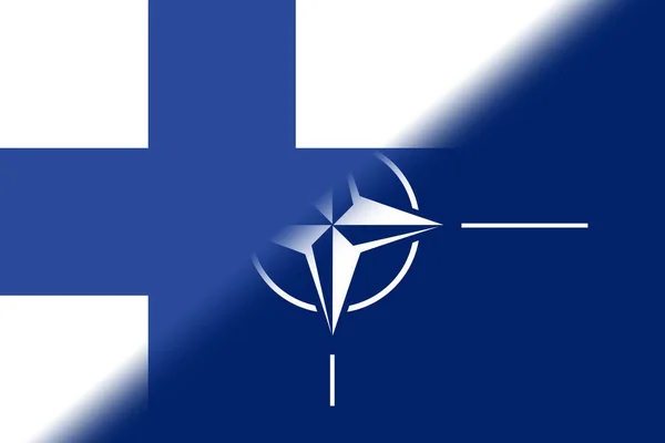 Нато Отан Фінляндія Прапор Нато Прапор Фінляндії Прапор Логотипом Нато — стокове фото