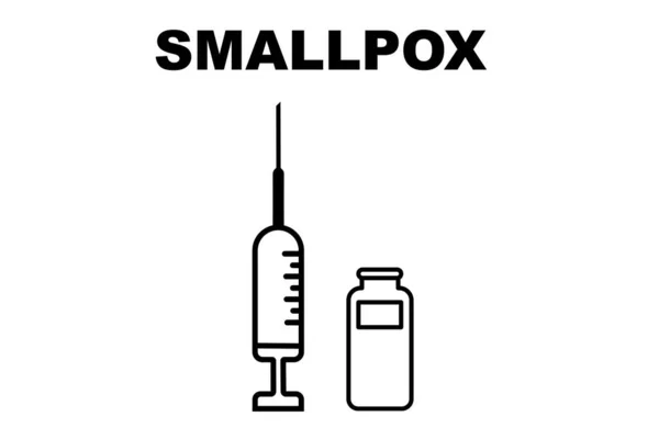 ワクチン 天然痘だ 天然痘ワクチンだ 注射器とバイアルとワクチンの設計 天然痘のワクチンだ イラストデザイン — ストック写真