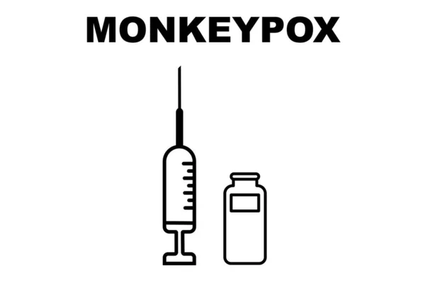 天花疫苗 用注射器 注射器和药瓶设计疫苗 猴痘疫苗 说明性设计 — 图库照片