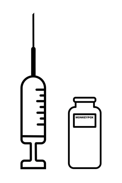 猴痘疫苗 用注射器 注射器和药瓶设计疫苗 猴痘疫苗 说明性设计 — 图库照片