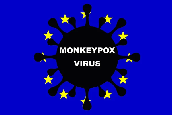 Monkeypox Virus Vlag Van Europese Unie Apenpokken Spanje Zoönotische Virusziekte — Stockfoto