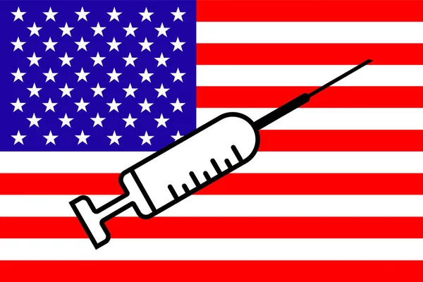 Vaccin Utformning Ett Vaccin Med Injektionsflaskan Med Förenta Staternas Flagga — Stockfoto