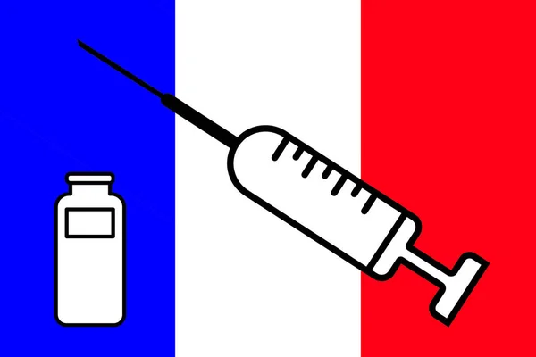 Vaccin Conception Vaccin Avec Son Flacon Avec Drapeau France Arrière — Photo