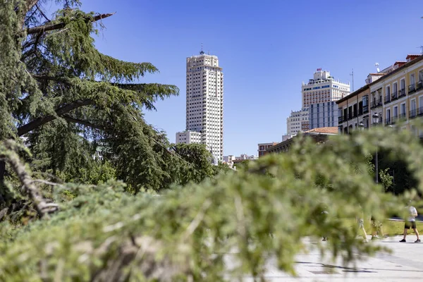 Plaza Espaa Ban Környéke Plaza Espaa Madridban Egy Tiszta Napon — Stock Fotó